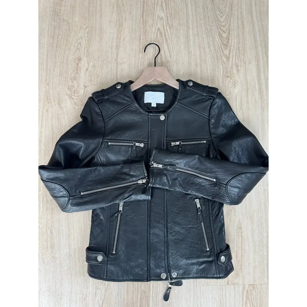 Walter Baker New York Black Leather Moto Jacket, Medium - Picture 10 of 10